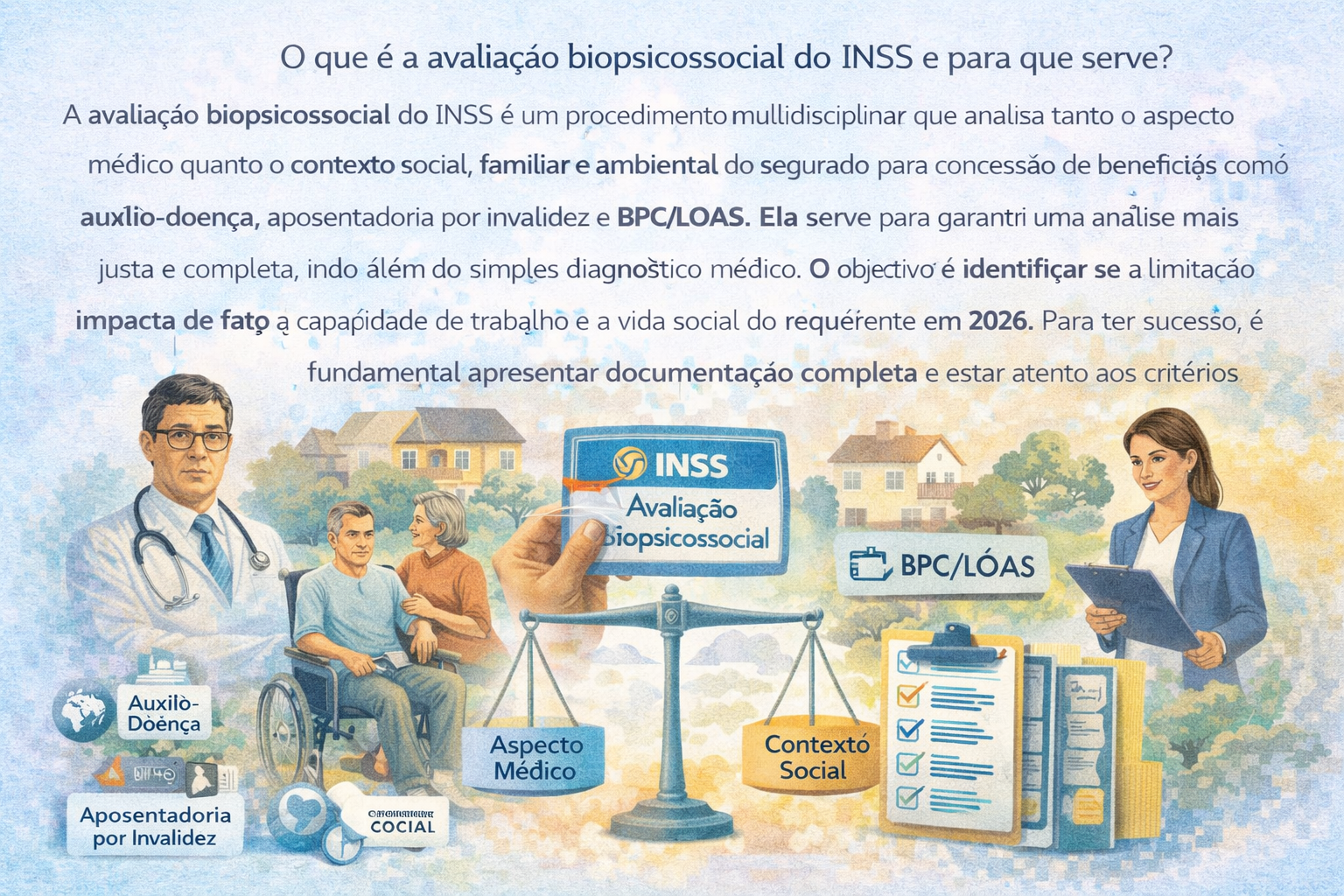 Diagrama de fluxo: processo passo a passo para avaliação biopsicossocial do INSS